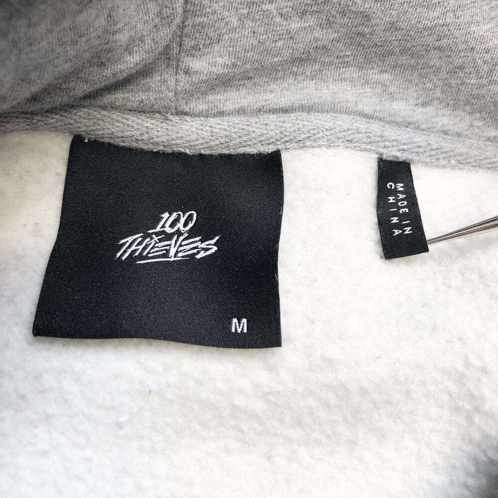 100 Thieves Hoodie Mens M Heavyweight Gray Sweatshirt Nadeshot Gaming Esports - Picture 3 of 8